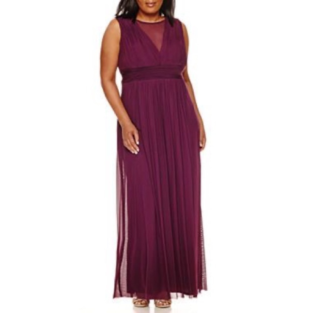 Blu Sage Sleeveless Mesh V Neck Gown